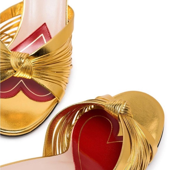 New! Gucci gold Crawford sandal slides - 6.5 - Picture 2 of 6